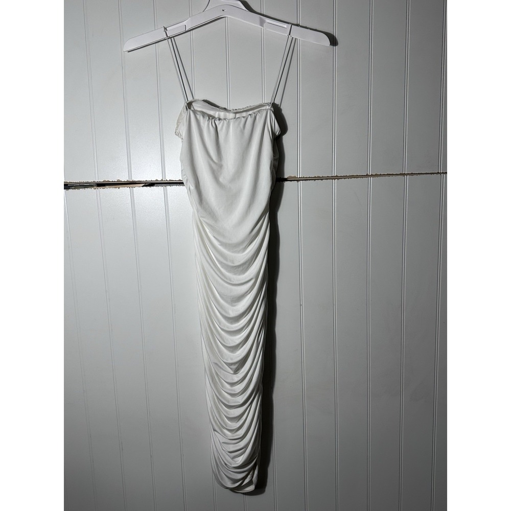 Windsor White Ruched Midi Dress Spaghetti Strap Bodycon XS - Picture 6 of 6